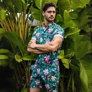 RomperJack Men's Tropical Romper XL Summer Bold Paradise Vacation Dopamine
